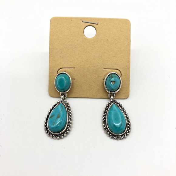 No Brand Jewelry - Earrings Women's Turquoise and Silver Pierced‎ Costume Jewelry